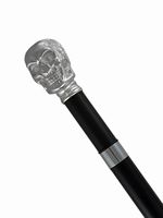 Chrome Skull Brandy Smuggler Straight Aluminum Black Walking Cane