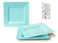 " OCCASIONS" 120 Plates Pack, Heavyweight Square Wedding Party Disposable Plastic Plates (6.5'' Cake/Bread Plate, Square in Tiffany Green)