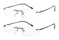 Reading Glasses 2 Pair Rimless Ultra Lightweight Readers for Men and Women +1