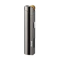 AOMAI Windproof Jet Torch Butane Flame Butane Viewable Cigar Cigarette Lighter with Lock Gray