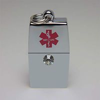 EMR Medi-Chip Necklace with Swarovski Crystal - USB Electronic Medical Records (EMR)-Silver Tone