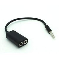 3.5mm Headset Headphone Splitter Earbuds Audio Jack Y Adapter 2-Port Black for BLU Life One X2 - BLU Life One X3 - BLU Pure View - BLU R1 HD - BLU R1 Plus