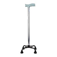 Quad Cane Telescopic Height Adjustable Walking Stick Old Man Retractable Four Legged Anti-Skid Crutches Lightweight Left Hand Grip Large Base for Men Women Travel and Store