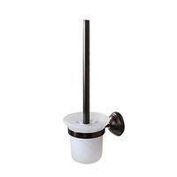 Crown Bathroom Bronze Toilet Brush and Holder Oil Rubbed Bronze Wall Mount, RUSTPROOF Solid Brass & Frosted Glass for Bath Storage CR205