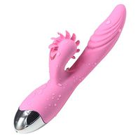 a-YUEYUE 7 Feeling Rotation Rabbit Tongue Lips Licking Multi-Speed Handheld Massager USB Chargeable Waterproof for Women