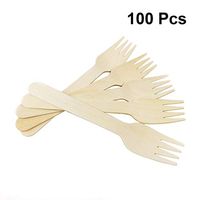 NUOBESTY Disposable Wooden Forks,Pack of 100 Natural Biodegradable Utensils Cutlery Party Supplies,6.3 Inch/16 CM