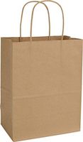 12CT Large Brown Biodegradable Paper, Premium Quality Paper (Sturdy & Thicker), Kraft Bag with Colored Sturdy Handle (Large, Brown)