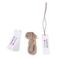 BESTOYARD Kraft Paper Tags Handmade with Love Tags Heart Gift Packing Label Cards Wedding Valentine's Day Party Decoration (50pcs White Card,10 Meters Rope)