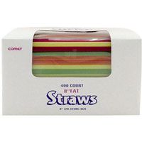 Waddington North America Assorted Fat Neon Straws, 8" (04-0456) Category: Unwrapped Straws