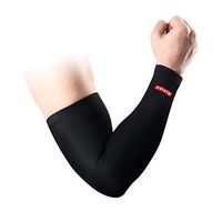 Genetic Los Angeles 1 Pair Cycling Arm Sleeves Sports Arm Warmers Bike Riding Arm Cover UV Protection Elbow Sleeves Fitness Elbow Support Basketball Male Female (Black（Pack of 2）, M)