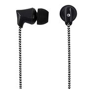 Plastic Earbud Headphones with Braided Cable, Black