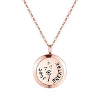 MESINYA Rose Gold Color Just Breathe Aromatherapy/Essential Oils Surgical S.Steel Diffuser Locket Pendant Necklace (18inch Chain)