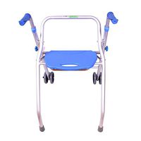 HMHD Folding Rollator Walker with Seat Solid Wheels-Height Adjustable-Medical Rolling Mobility Aluminum Alloy Walking Aid/Frame for Senior/Elderly/Disabled-Cane Stick(Chair)