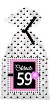 CakeSupplyShop Item#PGB-060 Happy 59th Birthday Pink w. Black Polka Dot Party Favor Bags with Ties -12pk