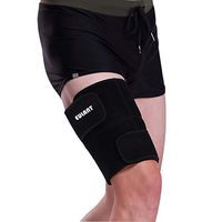 Sborter Adjustable Thigh Brace Support with Anti-Slip Silicone Strips, Hamstring Compression Sleeve for Sports & Warmth & Pain Relief & Recovery, 1piece