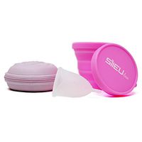 Sileu Sweet Travel Pack: Menstrual Cup Model Rose Size L, Transparent - Initiation Model for Beginners and Adolescents - Natural Alternative to tampons + Foldable Steriliser, Pink + Big Case, Pink