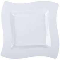 Fineline Wavetrends 109 WHITE Plastic Square Plate 9 1/2", CASE of 120 w/Bonus FDL picks