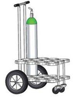 FWF MRI Compatible Aluminum Oxygen Cylinder 4-Wheel CART Holds 12 (D ORE Style) CYLINDERS Diameter 4.3" Made in USA