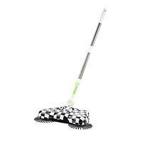 360 Rotary Home Use Magic Manual Telescopic Floor Dust Sweeper Lazy 3 in 1 Household Cleaning Hand Push Automatic Sweeper Broom Dustpan Trash Bin Cleaner (Black)