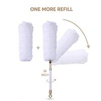 Feather Duster, 29”-36” Extendable Microfiber Duster with Pivoting Handle for Cars, Ceiling Fans, Furniture, Blinds, Delicate Surfaces - Washable, Lightweight - Include One Extra Duster Refill