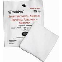 ZG44S - ReliaMed Sterile 100% Cotton Medium Fluff Sponge 6 x 6-3/4 (20-2s/Box)