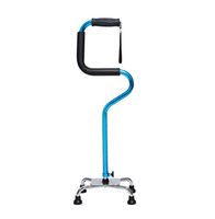 LSY@ Crutch,   Old Man Four-Legged Auxiliary Get Up Armrest Walker Cane Height Adjustable Walking Stick Silver Four Feet with Light Blue Silver (Color : Blue)