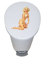 The Furniture Cove New 2.6 Gallon White Plastic Step Trash Can Waste Basket Featuring the Choice of Your Favorite Novelty Themed Logo - FREE Trash Liner Included (Monroe Pin Up)