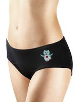 New 3 Pack Natural Bamboo Skin-Friendly Absorbent Menstrual Period Panty Incontinence - Owl (Small) Black