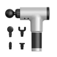 Handheld Electric Massager Gun for Athlete Recovery Muscle Pain Relief, Portable Cordless Quiet 6-Speed Chargable Deep Tissue Massage Gun with 4 Massage Heads (Silver-Round Shape)