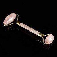 NAYWCXMY-LDL Natural Gemstone Jade Wheel Double Head Crystal Facial Guasha Massager Roller Weight Loss Anti-Wrinkle Cellulite Beauty Tools (Color : Rose Quartz)
