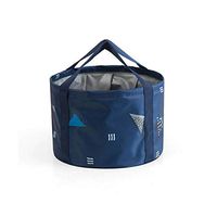 HENGTONGTONGXUN Travel portable folding basin Outdoor camping folding bucket Tourist supplies bubble foot laundry basin Washbasin Geometric navy Multi-function bucket, (Color : Navy)