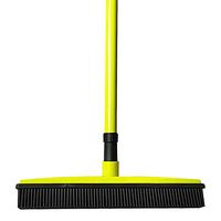 ECYC Long Handle Push Broom Rubber Bristles Squeegee Edge Handbroom Pet Carpet Cleaner, Light Green