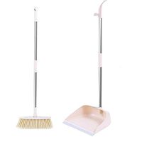 Broom and Dustpan With Long Handle Telescopic Up Non-stick Hair Plastic Broom And Dustpan Non-Slip Handle Windproof Natural Rubber Broom Set Used For Lobby Floor Toilet Garage