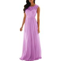 Lefthigh Women Lace Applique Elegant Coral Bridesmaid Wedding Guest Dress Openwork Dresses Purple