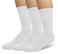 EMEM Apparel Men's Big and Tall King Size Diabetic Circulatory Non-Binding Top Loose Top Casual Dress Crew Mid Calf Cotton Seamless Toe Hosiery Socks 3-Pack White 2X-Large