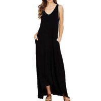 WENOVL Sexy Dresses for Women,Summer Vest Sling Dress European and American Beach Sexy Pocket Long Dress Black