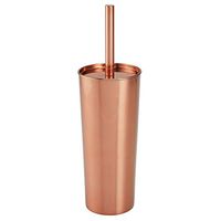 mDesign Slim Compact Stainless Steel Toilet Bowl Brush and Holder for Bathroom Storage - Sturdy, Deep Cleaning - Rose Gold