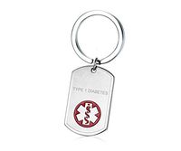 VNOX Medical Emergency Jewelry Stainless Steel Type 1 Diabetes Dog Tag Identification Keychain Keyring