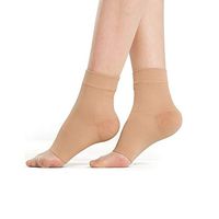 Black/Skin Color Thin Ankle Compression Sleeve Ankle Brace Support for Injury Recovery, Swelling Sprain Plantar Fasciitis Foot Socks Men Women (L, Skin)