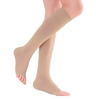 Compression Stockings, KEKING Knee High Compression Socks 20-30mmHg Firm Support, Opaque, Open-Toe, Unisex, Maternity Pregnancy, Varicose Veins, Swelling, Pain Relief, Shin Splint, Beige L