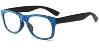 AMILLET Stylish Blue Light Blocking Reading Glasses with Light Yellow Lens,Square Colorful Frame Filter Readers for Men Women +1.50 Strength Dark Blue