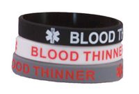 Blood Thinner 3 Pack Classic Colors Medical I.D. Silicone Bracelets (7.5 Inches)
