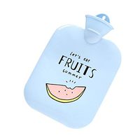 Topdo Rubber Hot Water Bottle with Cover Cute Fruit Hand Warmer Water Injection Rubber Explosion-Proof Warm Water Bag for Cold Winter Women Men Girls Boys Large 1300ML Size 28.517.5cm (Blue Fruit)