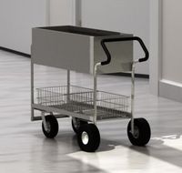 Charnstrom Long Solid Metal Mail Cart with Easy Push Handle (B257E)