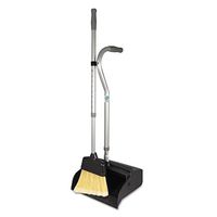 UNGEDTBG Ergo Dust Pan with Broom, 12quot; Wide, 45quot; High, Metal, Black/Silver