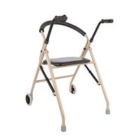 Jonigo Elderly Walker with Seat Wheeled Old Man Four-Legged Cane Stool Auxiliary Walker Hand Push Foldable