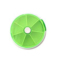 Pill Organizer Weekly,INVODA Pill Case 7 Day 3 Times Medicine Pill Dispenser,Push Button Rotate Pill Planner with 7 Compartments (1,Green)