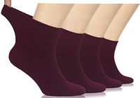 Hugh Ugoli Lightweight Men's Diabetic Ankle Socks Bamboo Thin Socks Seamless Toe and Non-Binding Top, 4 Pairs, Burgundy, Shoe size: 8-12