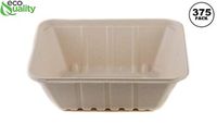 54oz Deep Disposable Rectangle Bowls [375 PACK] - 100% Biodegradable Sugarcane Bagasse Bamboo Fibers Sturdy Compostable Eco Friendly Environmental Paper Plastic Bowl Alternative Tree Free