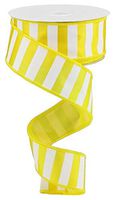 Wired Ribbon Yellow and White Medium Horizontal Striped 1.5 inches X 10 Yards for Wreaths, Gift Wrapping